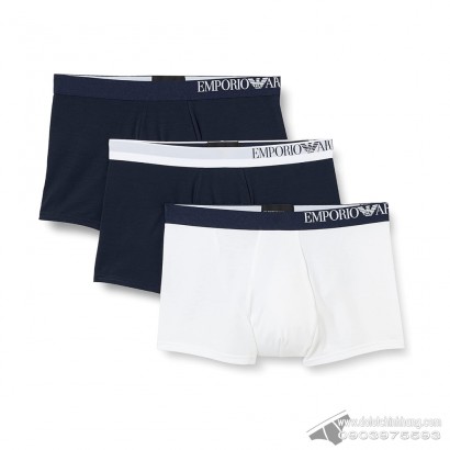 Quần lót nam Emporio Armani Soft Touch Ecofiber Trunk 3-pack Marine/White/Marine